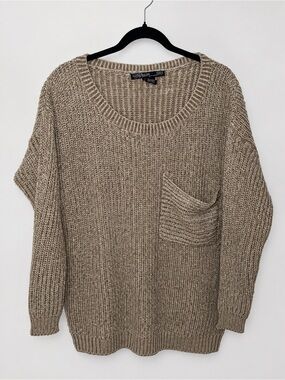Ashley by 26 International Women’s Large Taupe Chunky Knit Oversized Pocket